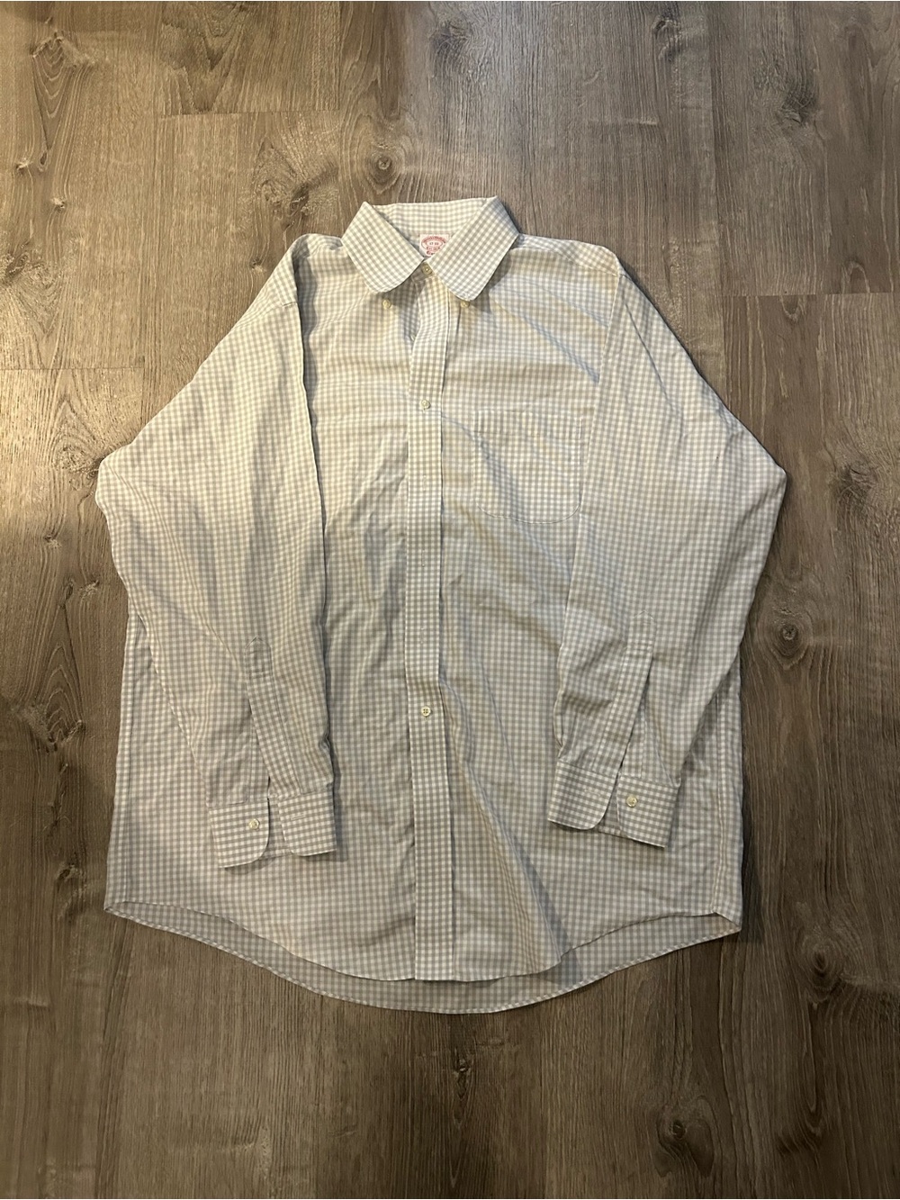 Brooks Brothers Men's Light Blue Check Button-Down Oxford Dress Shirt 17-33